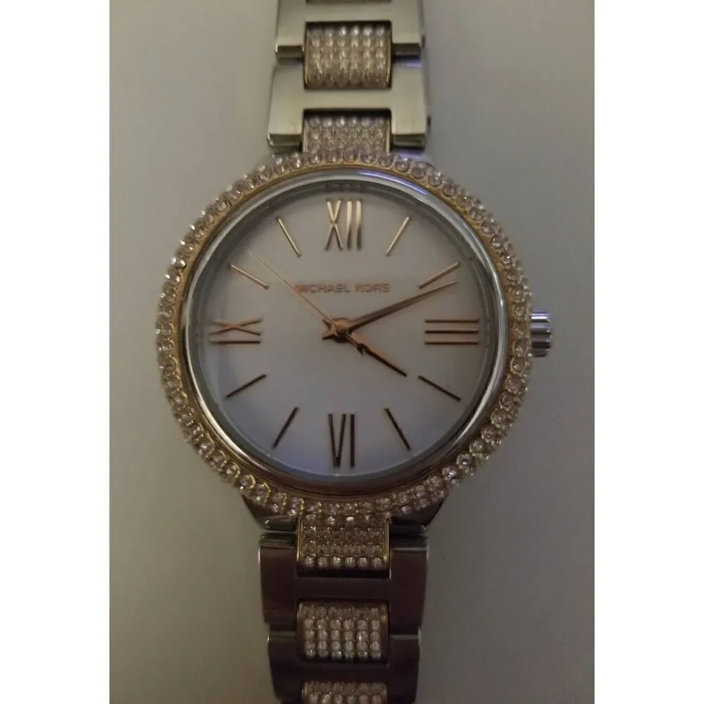 Michael Kors Women's Taryn Rose Gold & Silver Glitz Pave Two Tone Watch MK4461
